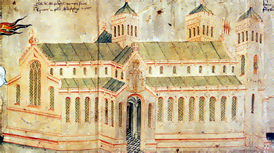 Bisham Priory as depicted in the Earldom of Salisbury Roll 1463