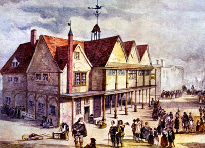 Old Print of Newbury Old Guildhall (demolished) - this version  Nash Ford Publishing