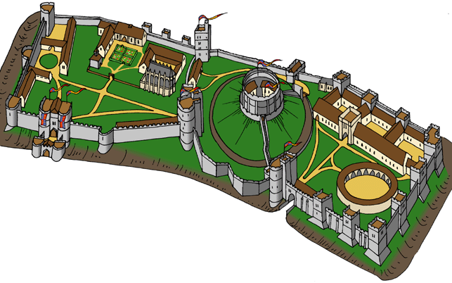 Aerial View of Windsor Castle c.1344 -  Nash Ford Publishing