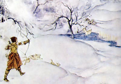 Arthur Rackham's Illustration of Sir Lancelot at St. Leonard's Well near Clewer Green - this version  Nash Ford Publishing